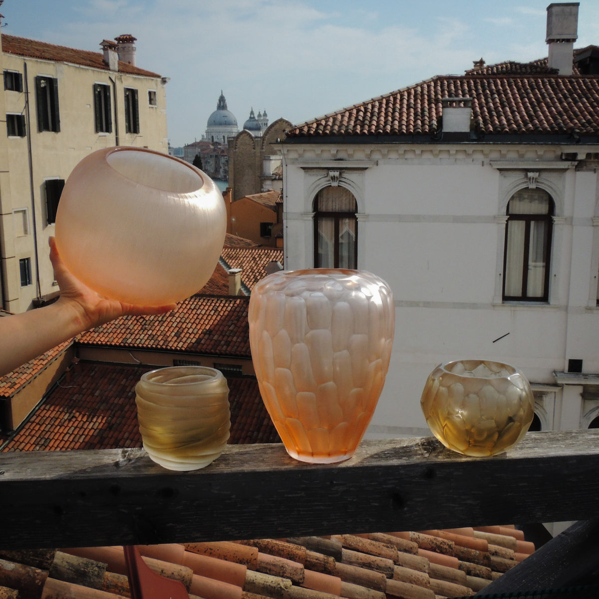 Goccia Rosé vase, top view