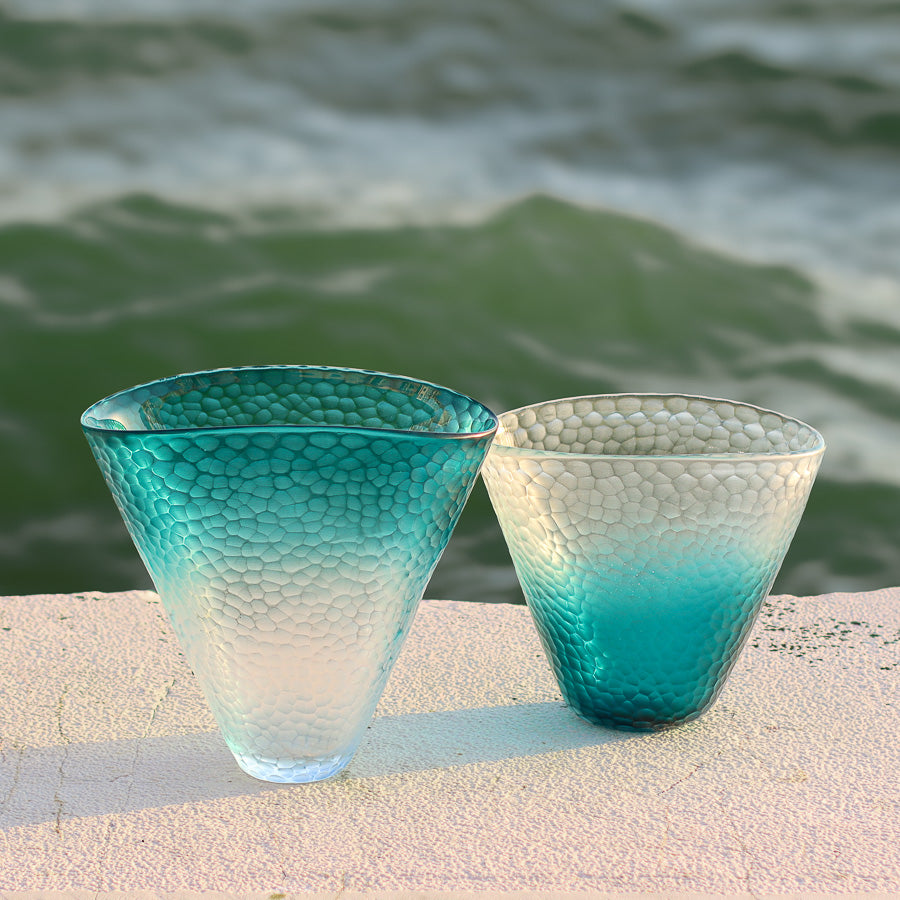 Vaso Sfumato Acqua Cristallo Diamante, vista laterale